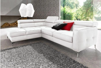 Cotta Collection Ecksofa Sammy L-Form weiß altweiß 239x74x207cm Microfaser Primabelle Die Rückseite die Liegefläche der Naturleder schwarz