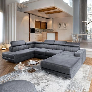 masseno 5-Sitzer-Ecksofa SIENA L-S 335x89x190 cm grau