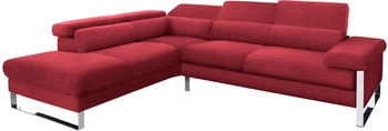 Willi Schillig Ecksofa finn L-Form Fußgestell Chrom glänzend 281 cm ruby red Z59