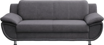 Trendmanufaktur 3-Sitzer Rondo 207 cm Armlehnen chrom Big-Sofa mit Federkern anthrazit