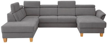 Home Affaire Wohnlandschaft Conville U-Form Kopfteilverstellung mit Bettfunktion und grau