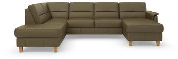 Home Affaire Wohnlandschaft Palmera U-Form Federkern mit Bettfunktion olive