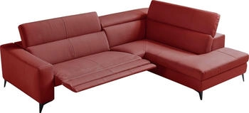 Egoitaliano Ecksofa Edith, Designsofa Sitzkomfort L-Form inkl. elektrischer Relaxfunktion und manuell verstellbaren Kopfteilen kirschrot