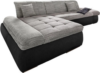 Domo Polsterm&ouml;bel Ecksofa PB Moric mit Bettfunktion + ArmteilVerstellung L-Form im XXL-Format 300x172x80 cm schwarz/wei&szlig;-grau