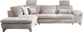 DIE PLANBAR Ecksofa MP-IN14007 L-Form mit Bettfunktion und verstellbaren Kopfst&uuml;tzen, Cord ecru