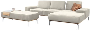Willi Schillig Ecksofa run, Designsofa mit bequem, L-Form mit elegantem Holzsockel, Silber matt 319 cm cream white Z73