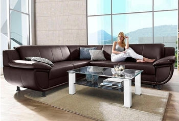 Trendmanufaktur Ecksofa Rondo mit Schlaffunktion 267x247 cm Armlehnen L-Form mit Federkern schwarz braun