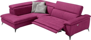 Egoitaliano Ecksofa Martine, mit Ottomane, elektrischer Relaxfunktion und Kopfteilverstellung fuchsia