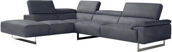 Egoitaliano Ecksofa Malika, mit Ottomane, inkl. Kopfteilverstellung und chromfarbenen Metallfüßen, charcoal, 300x70x107 cm