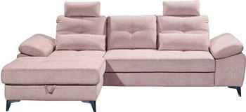 Stella Trading ED EXCITING DESIGN Ecksofa Auckland mit Schlaffunktion & Bettkasten rosa