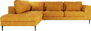 Trendmanufaktur Ecksofa Luzi, mit Schlaffunktion L-Form Designsofa mit Ottomane, Metallf&uuml;&szlig;e schwarz 264 cm golden orange