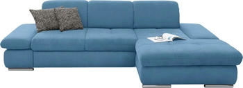 set one by Musterring Ecksofa SO4100 V, mit verstellbaren Kopfteilen, mit Funktionen Cord hellblau 284x80 cm - 80x190 cm
