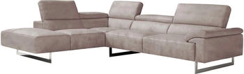 Egoitaliano Ecksofa Malika, mit Ottomane, inkl. Kopfteilverstellung und chromfarbenen Metallf&uuml;&szlig;en, opal grau 300x70x107 cm