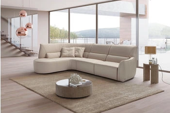 Egoitaliano Ecksofa Puffy, mit Ottomane, mit und ohne elektrischer RelaxFunktion stone