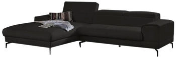 Willi Schillig Ecksofa piedroo 303x70x193 cm Longlife Xtra-Leder Z59 Longchair links mit Kopfteil-/-ohne Sitztiefenverstellung schwarz (schwarz z59)