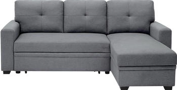 Atlantic Home Collection Gerrit L-Form 216x80x139cm Schlafsofa mit Bettkasten grau
