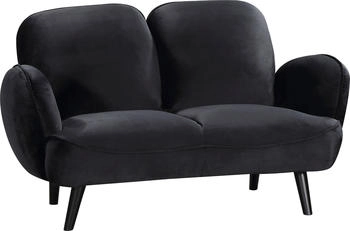 Atlantic Home Collection 2-Sitzer Ben Samt Fellimitat mit Wellenunterfederung stellbar schwarz