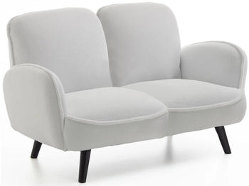 Atlantic Home Collection 2-Sitzer Ben Fellimitat Samtstoff Fellimitat mit Wellenunterfederung stellbar wei&szlig;
