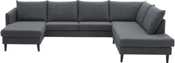 Atlantic Home Collection Wohnlandschaft Rekvik U-Form grau 308x79cm mit Wellenunterfederung mit anthrazit