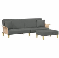vidaXL Schlafsofa 2-Sitzer mit Kissen und Fu&szlig;hocker Hellgrau Samt