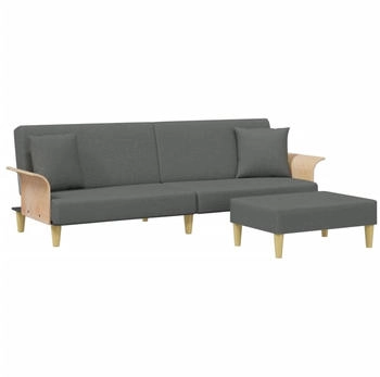 vidaXL Schlafsofa 2-Sitzer Mit Kissen Und Fußhocker Samt Hellgrau (3216215)
