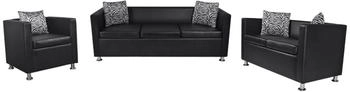 vidaXL Sofa Kunstleder Schwarz 2-Sitzer + 3-Sitzer Schwarz (272178)