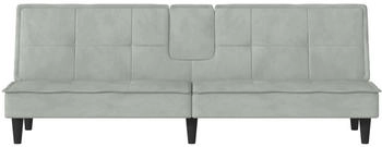 vidaXL Schlafsofa Mit Getr&auml;nkehaltern Samt Hellgrau (351920)
