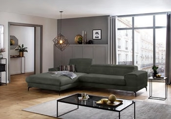 Willi Schillig Ecksofa piedroo mit Sitzkomfort, L-Form grün (hunter r66) 303x70x193cm Chenille R66