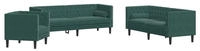 vidaXL 3-tlg. Chesterfield-Sofa-Set mit Nackenrollen Dunkelgr&uuml;n Samt