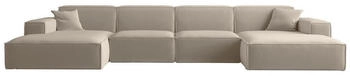 Fun Möbel Wohnlandschaft U-Form CELES PREMIUM Breite 379 cm Inkl. 2 Zierkissen Beige