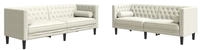 vidaXL 2-tlg. Chesterfield-Sofa-Set mit Nackenrollen Creme Samt