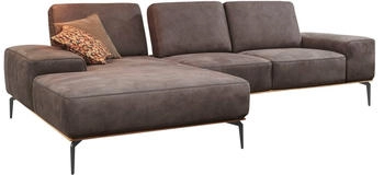 Willi Schillig Ecksofa run, Designsofa mit bequem, L-Form mit Holzsockel, Schwarz pulverbeschichtet 279 cm mocca S37