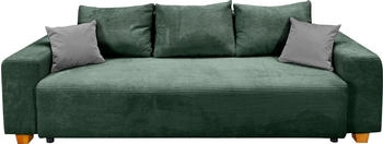 Collection AB Schlafsofa Yves, BettFunktionBettkasten,BonnelFederkern R&uuml;ckenkissenZierkissen flaschengr&uuml;n