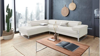 Willi Schillig Ecksofa finn 281x71x230 cm Longlife Xtra-Leder Z59 Ottomane links mit Kopfteil-/-ohne Sitztiefenverstellung weiß (weiß z59)