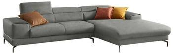 Willi Schillig Ecksofa piedroo 303x70x193 cm Stoff S37 Longchair rechts mit Kopfteil-/-ohne Sitztiefenverstellung grau (grey s37) Ecksofa