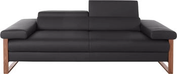 Willi Schillig 2,5-Sitzer finn 230x71x106 cm Longlife Xtra-Leder Z59 mit Kopfteil/-mit motorischer Sitztiefenverstellung schwarz (schwarz z59)