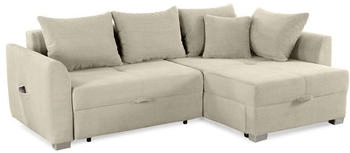 luma-home Ecksofa 15201 Ottomane Cord Beige Grau 236x81x160 cm