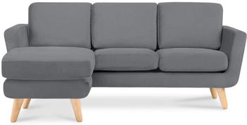 Konsimo Ecksofa TAGIO links Scandi-Stil Armlehnen Massivholz grau