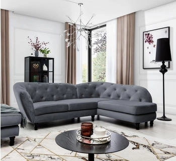 Fun Möbel Ecksofa ersofa CHARLOTTE Stoff Matt Velvet 1 Anthrazit