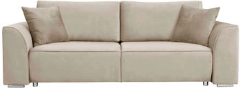 INOSIGN 3-Sitzer Beatrice Schlafsofa beige 250x92x107cm mit Bettfunktion/Bettkasten incl. 2 Zierkissen creme
