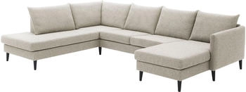 Atlantic Home Collection Wohnlandschaft Rekvik U-Form 308x79cm mit Wellenunterfederung mit creme/beige