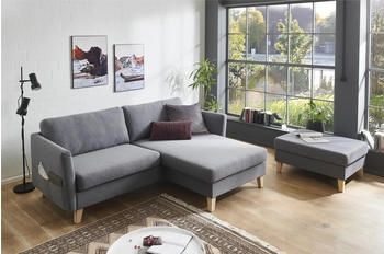 Atlantic Home Collection Ecksofa Mailo L-Form 204cm mit Seitentaschen Recamiere beidseitig montierbar grau