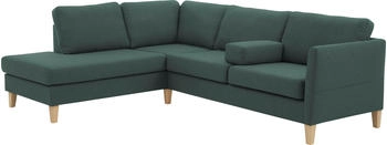 Atlantic Home Collection Ecksofa Mailo L-Form 255x82cm mit Seitentaschen und Ottomane mit gr&uuml;n