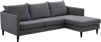 Atlantic Home Collection Ecksofa Rekvik L-Form 227x79cm mit Wellenunterfederung Ottomane beidseitig montierbar anthrazit