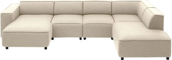 Atlantic Home Collection Wohnlandschaft Bulky U-Form 324x70x195cm in U-Form und XXL-Sitzfläche beige