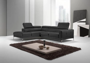 Egoitaliano Ecksofa Claudie schwarz 268x97x226cm Luxus-Microfaser Naturleder geschliffen