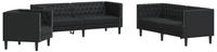 vidaXL 3-tlg. Chesterfield-Sofa-Set Schwarz Kunstleder