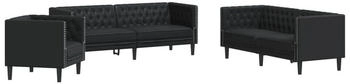 vidaXL Sofa 3-tlg. Chesterfield-Sofa-Set Schwarz Kunstleder Schwarz