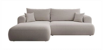 Selsey Ecksofa OVO Schlaffunktion 142x210 cm Bettkasten Boucle-Bezug Dunkelbeige