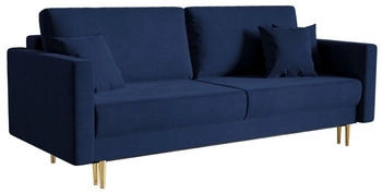 Selsey Schlafsofa VALICO Samt Bettkasten Zierkissen Dunkelblau